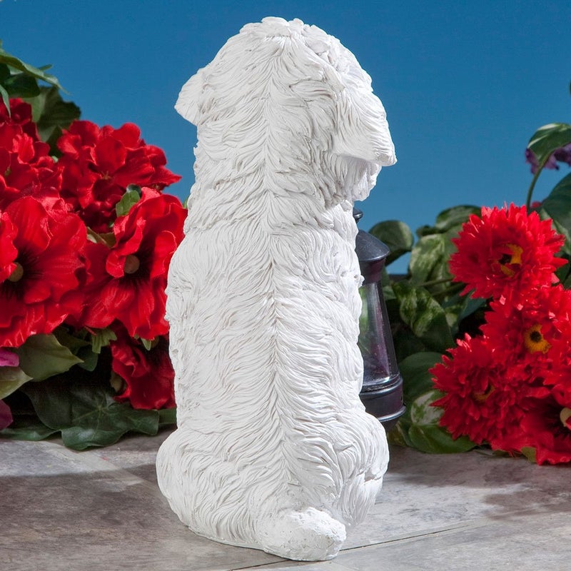 Bits and Pieces - Dog Solar Lantern Statue - Solar Powered Garden Lantern - Resin Dog Sculpture with LED Light - Outdoor Lighting and DÃ©cor (Bichon) - Image 5